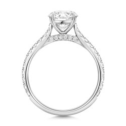Lab Grown Certified Round Solitaire Dia Set Shoulders In 18ct White Gold 