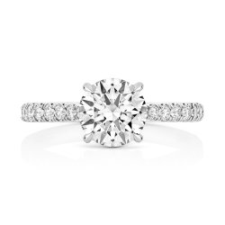 Lab Grown Certified Round Solitaire Dia Set Shoulders In 18ct White Gold 