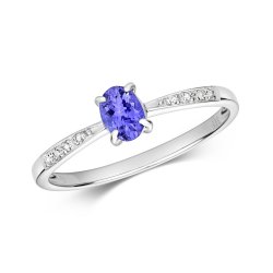 Diamond & Tanzanite Ring In 9ct White Gold 