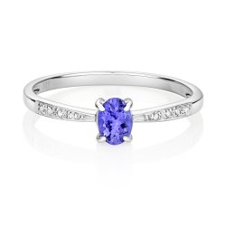 Diamond & Tanzanite Ring In 9ct White Gold 