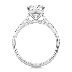Lab Grown Certified Cushion Solitaire Dia Set Shoulders In 18ct White Gold 