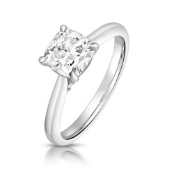 Lab Grown Certified Cushion Solitaire Plain Shoulders In Platinum 