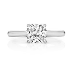 Lab Grown Certified Cushion Solitaire Plain Shoulders In Platinum 
