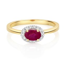 Diamond & Ruby Halo Ring In 9ct Gold 