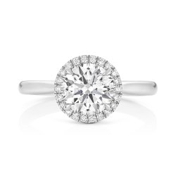 Lab Grown Certified Round Halo Plain Shoulders In Platinum 