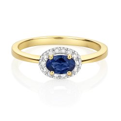 Diamond & Sapphire Halo Ring In 9ct Gold 