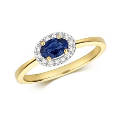 Diamond & Sapphire Halo Ring In 9ct Gold 