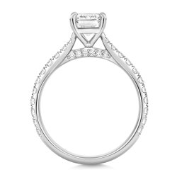 Lab Grown Certified Emerald Cut Solitaire Dia Set Shoulders In 18ct White Gold 