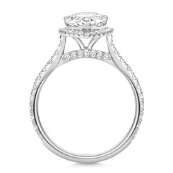 Lab Grown Certified Pear Shape Halo Dia Set Shoulders In Platinum 