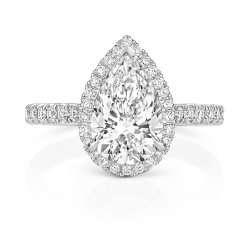 Lab Grown Certified Pear Shape Halo Dia Set Shoulders In Platinum 