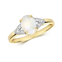 Diamond & Opal Ring In 9ct Gold 