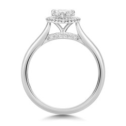 Lab Grown Certified Pear Shape Halo Plain Shoulders In 18ct White Gold 