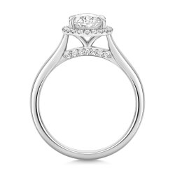 Lab Grown Certified Oval Halo Plain Shoulders In 18ct White Gold 