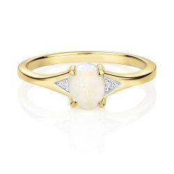 Diamond & Opal Ring In 9ct Gold 