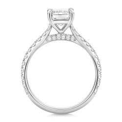 Lab Grown Certified Emerald Cut Solitaire Dia Set Shoulders In Platinum 