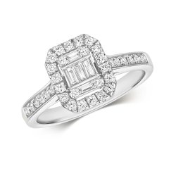 Diamond Cluster Octagon Ring In 9ct White Gold 