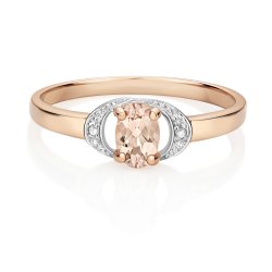 Diamond & Ruby Oval With Braket Sides Ring In 9ct Gold 