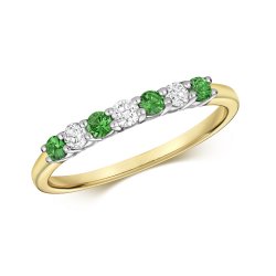 Diamond & Tsavorite Claw Set Half Eternity Ring In 9ct Gold 