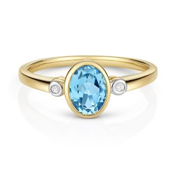Diamond & Blue Topaz Ring In 9ct Gold 