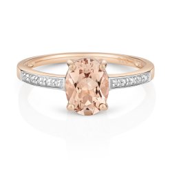 Diamond & Morganite Ring In 9ct Rose Gold 