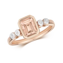 Diamond & Morganite Ring In 9ct Rose Gold 