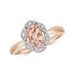 Diamond & Morganite Ring In 9ct Rose Gold 