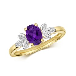 Diamond & Amethyst Ring In 9ct Gold 