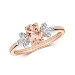 Diamond & Morganite Ring In 9ct Rose Gold 