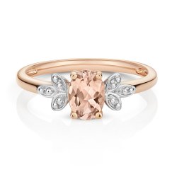 Diamond & Morganite Ring In 9ct Rose Gold 