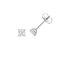 Lab Grown Certified Asscher Cut 4 Claw Earring Studs In 18ct White Gold 