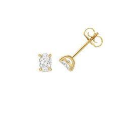 Lab Grown Certified Oval 4 Claw Earring Studs In 18ct Gold 