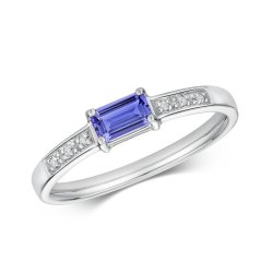 Diamond & Tanzanite Ring In 9ct White Gold 