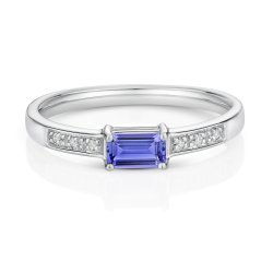 Diamond & Tanzanite Ring In 9ct White Gold 
