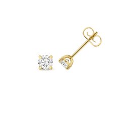 Lab Grown Certified Round 4 Claw Earring Studs In 18ct Gold 