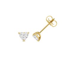 Lab Grown Certified Heart Shape 4 Claw Earring Studs In 18ct Gold 