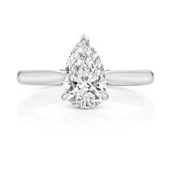 Lab Grown Certified Pear Shape Solitaire Plain Shoulders In Platinum 