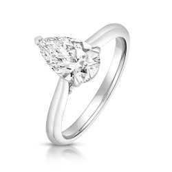 Lab Grown Certified Pear Shape Solitaire Plain Shoulders In Platinum 