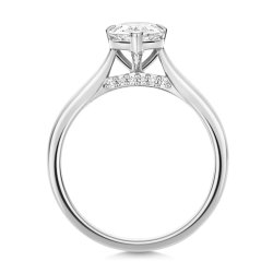 Lab Grown Certified Pear Shape Solitaire Plain Shoulders In Platinum 