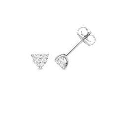 Lab Grown Certified Heart Shape 4 Claw Earring Studs In 18ct White Gold 
