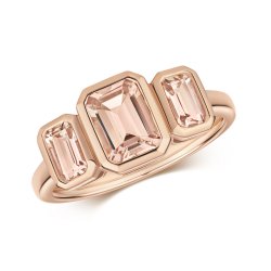 Morganite Trilogy Ring In 9ct Rose Gold 