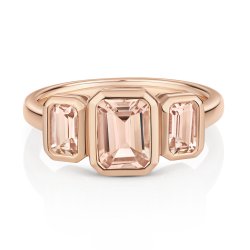 Morganite Trilogy Ring In 9ct Rose Gold 