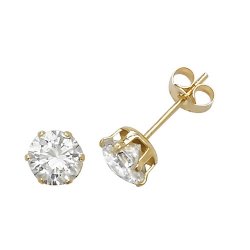 9ct Gold Cz Solitaire Studs 