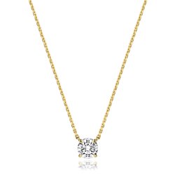 Lab Grown Certified Round 4 Claw Necklace In 18ct Gold 