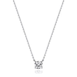 Lab Grown Certified Round 4 Claw Necklace In 18ct White Gold 