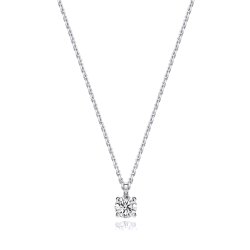 Lab Grown Certified Round 4 Claw Necklace In 18ct Whit 