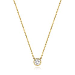 Lab Grown Certified Round Rubover Necklace In 18ct Gold 