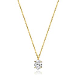 Lab Grown Certified Oval 4 Claw Necklace In 18ct Gold 