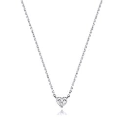 Lab Grown Certified Heart Shape 4 Claw Necklace In 18ct White Gold 