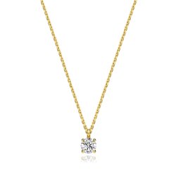 Lab Grown Certified Round 4 Claw Necklace In 18ct Gold 