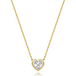 Lab Grown Certified Heart Shape Rubover Necklace In 18ct Gold 